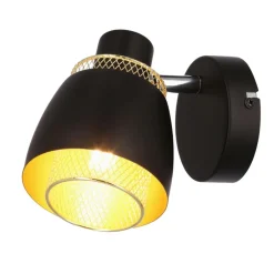 Oświetlenie Przedpokoju|Oświetlenie Jadalni></noscript>Candellux Lighting Aleksandria lampa kinkiet czarny 1x40w e14 klosz czarny+złoty