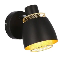 Oświetlenie Przedpokoju|Oświetlenie Jadalni></noscript>Candellux Lighting Aleksandria lampa kinkiet czarny 1x40w e14 klosz czarny+złoty