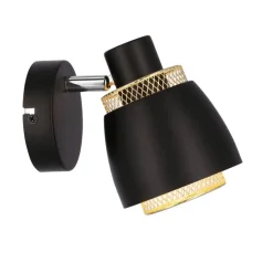 Oświetlenie Przedpokoju|Oświetlenie Jadalni></noscript>Candellux Lighting Aleksandria lampa kinkiet czarny 1x40w e14 klosz czarny+złoty