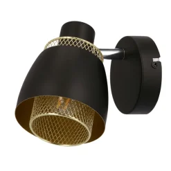Oświetlenie Przedpokoju|Oświetlenie Jadalni></noscript>Candellux Lighting Aleksandria lampa kinkiet czarny 1x40w e14 klosz czarny+złoty