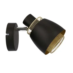 Oświetlenie Przedpokoju|Oświetlenie Jadalni></noscript>Candellux Lighting Aleksandria lampa kinkiet czarny 1x40w e14 klosz czarny+złoty