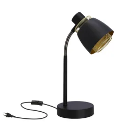 Oświetlenie Pokoju Dziecięcego|Oświetlenie Sypialni>Candellux Lighting Aleksandria lampa stołowa czarny 1x40w e14 klosz czarny+złoty