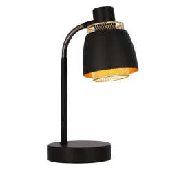 Oświetlenie Pokoju Dziecięcego|Oświetlenie Sypialni></noscript>Candellux Lighting Aleksandria lampa stołowa czarny 1x40w e14 klosz czarny+złoty