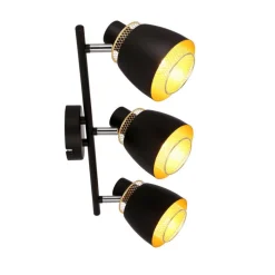 Oświetlenie Przedpokoju|Oświetlenie Jadalni></noscript>Candellux Lighting Aleksandria lampa sufitowa listwa czarny 3x40w e14 klosz czarny+złoty