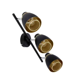 Oświetlenie Przedpokoju|Oświetlenie Jadalni></noscript>Candellux Lighting Aleksandria lampa sufitowa listwa czarny 3x40w e14 klosz czarny+złoty