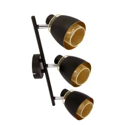 Oświetlenie Przedpokoju|Oświetlenie Jadalni></noscript>Candellux Lighting Aleksandria lampa sufitowa listwa czarny 3x40w e14 klosz czarny+złoty