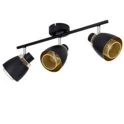 Oświetlenie Przedpokoju|Oświetlenie Jadalni></noscript>Candellux Lighting Aleksandria lampa sufitowa listwa czarny 3x40w e14 klosz czarny+złoty