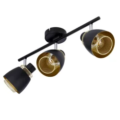 Oświetlenie Przedpokoju|Oświetlenie Jadalni></noscript>Candellux Lighting Aleksandria lampa sufitowa listwa czarny 3x40w e14 klosz czarny+złoty