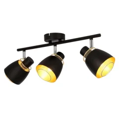 Oświetlenie Przedpokoju|Oświetlenie Jadalni></noscript>Candellux Lighting Aleksandria lampa sufitowa listwa czarny 3x40w e14 klosz czarny+złoty