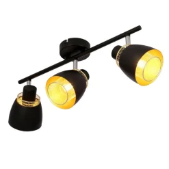 Oświetlenie Przedpokoju|Oświetlenie Jadalni></noscript>Candellux Lighting Aleksandria lampa sufitowa listwa czarny 3x40w e14 klosz czarny+złoty