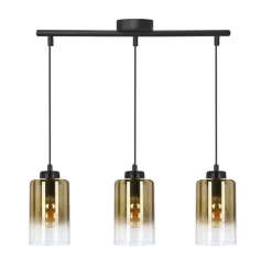 Oświetlenie Przedpokoju|Oświetlenie Jadalni>Candellux Lighting Aspra lampa wisząca czarny 3x60w e27 klosz bursztynowy