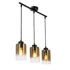 Oświetlenie Przedpokoju|Oświetlenie Jadalni></noscript>Candellux Lighting Aspra lampa wisząca czarny 3x60w e27 klosz bursztynowy