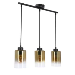 Oświetlenie Przedpokoju|Oświetlenie Jadalni></noscript>Candellux Lighting Aspra lampa wisząca czarny 3x60w e27 klosz bursztynowy