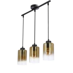 Oświetlenie Przedpokoju|Oświetlenie Jadalni></noscript>Candellux Lighting Aspra lampa wisząca czarny 3x60w e27 klosz bursztynowy
