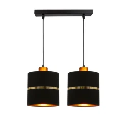 Oświetlenie Przedpokoju|Oświetlenie Jadalni></noscript>Candellux Lighting Assam lampa wisząca czarny+złoty 2x60w e27 abażur czarny+złoty pasek
