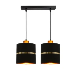 Oświetlenie Przedpokoju|Oświetlenie Jadalni></noscript>Candellux Lighting Assam lampa wisząca czarny+złoty 2x60w e27 abażur czarny+złoty pasek