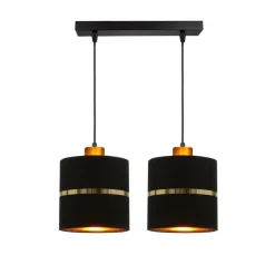 Oświetlenie Przedpokoju|Oświetlenie Jadalni></noscript>Candellux Lighting Assam lampa wisząca czarny+złoty 2x60w e27 abażur czarny+złoty pasek