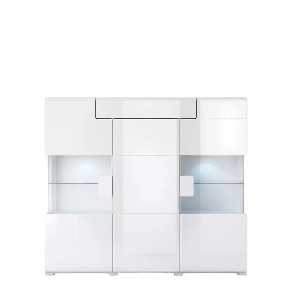 Zestawy Mebli Do Salonu|Komody>Helvetia Barek na alkohol TENDER połysk ze wstawkami biały