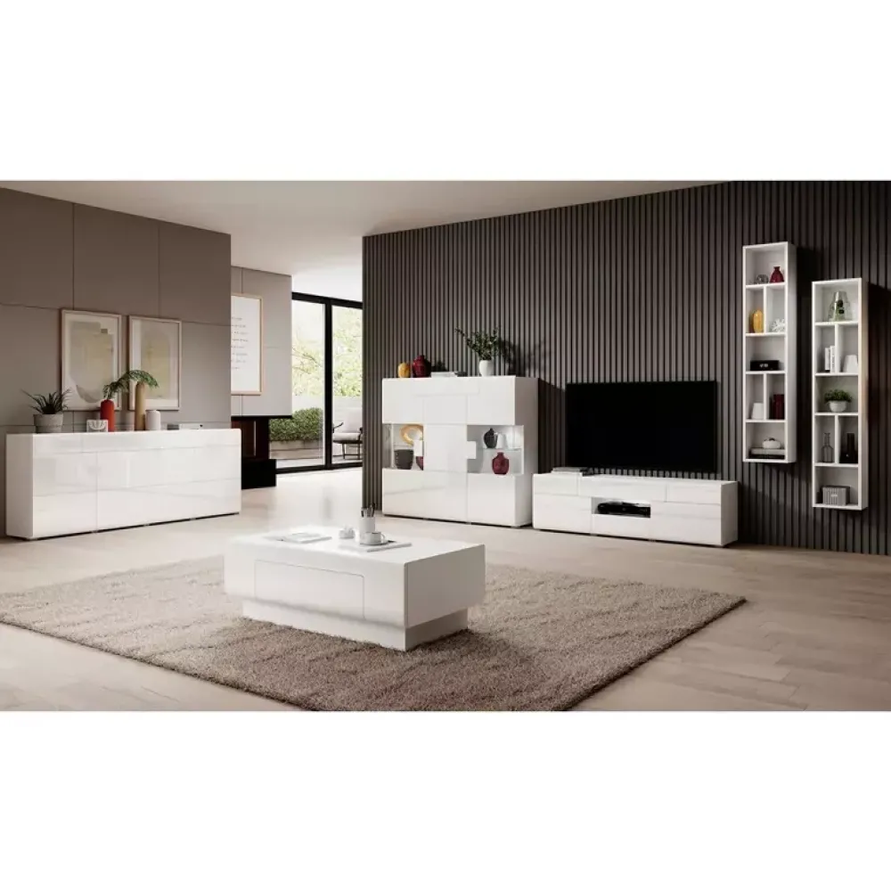 Zestawy Mebli Do Salonu|Komody>Helvetia Barek na alkohol TENDER połysk ze wstawkami biały