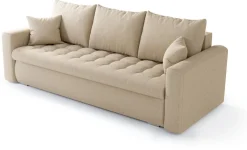 Meble Młodzieżowe|Kanapy I Sofy></noscript>BROMARKT Beżowa kanapa do salonu z funkcją spania i pojemnikiem LUIS