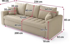 Meble Młodzieżowe|Kanapy I Sofy></noscript>BROMARKT Beżowa kanapa do salonu z funkcją spania i pojemnikiem LUIS