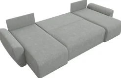 Narożniki>IZABELLA MEBLE Beżowa kanapa narożna boucle z funkcją spania ROTTERDAM U