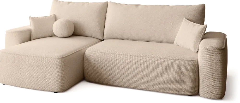 Meble Dla Dzieci|Meble Młodzieżowe>BROMARKT Beżowa kanapa narożna z funkcją spania do salonu CARMELLO DUO