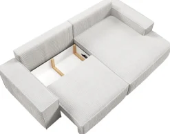 Meble Dla Dzieci|Meble Młodzieżowe></noscript>BROMARKT Beżowa kanapa rogowa z funkcją spania do salonu sztruksowa PABLO MINI