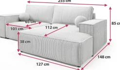 Meble Dla Dzieci|Meble Młodzieżowe></noscript>BROMARKT Beżowa kanapa rogowa z funkcją spania do salonu sztruksowa PABLO MINI