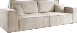 Meble Dla Dzieci|Meble Młodzieżowe></noscript>BROMARKT Beżowa kanapa sztruksowa do salonu z funkcją spania PEDRO