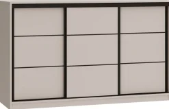 Komody>BROMARKT Beżowa komoda 160 cm do sypialni z drążkami i szufladami LOFT beż piaskowy