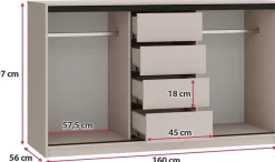 Komody></noscript>BROMARKT Beżowa komoda 160 cm do sypialni z drążkami i szufladami LOFT beż piaskowy