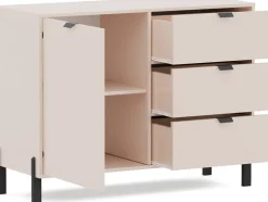 Zestawy Mebli Do Salonu|Komody>Stolar Beżowa komoda do salonu 109 cm trzy szuflady szafka beż piaskowy CALISSA