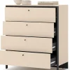 Zestawy Mebli Do Sypialni|Komody>lenart. Beżowa komoda do sypialni 101cm z oświetleniem z szufladami ENNA