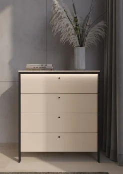 Zestawy Mebli Do Sypialni|Komody></noscript>lenart. Beżowa komoda do sypialni 101cm z oświetleniem z szufladami ENNA