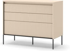 Zestawy Mebli Do Salonu|Komody>lenart. Beżowa komoda do sypialni salonu 104cm z szufladami oświetlenie TREND
