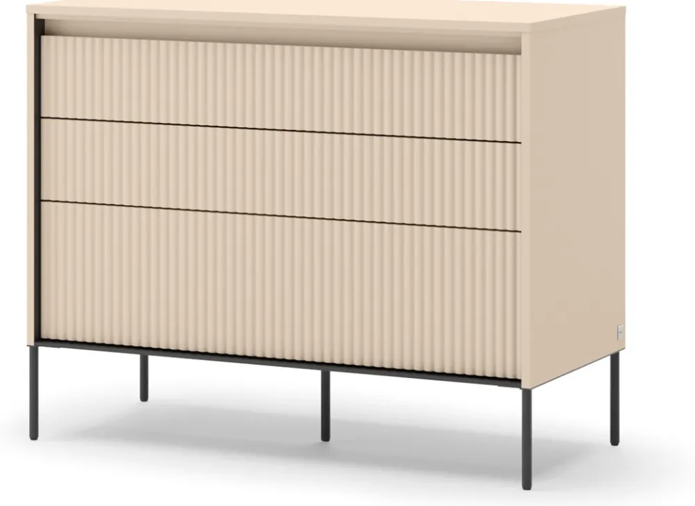 Zestawy Mebli Do Salonu|Komody>lenart. Beżowa komoda do sypialni salonu 104cm z szufladami oświetlenie TREND