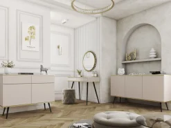 Zestawy Mebli Do Salonu|Komody></noscript>PIASKI owa komoda dwudrzwiowa z szufladami 107 cm ORVIETO beż