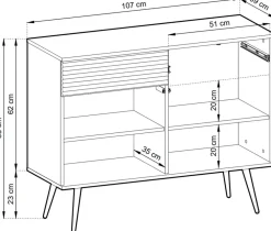 Zestawy Mebli Do Salonu|Komody></noscript>PIASKI owa komoda dwudrzwiowa z szufladami 107 cm ORVIETO beż