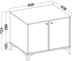 Zestawy Mebli Do Salonu|Komody></noscript>Lempert Beżowa komoda dwudrzwiowa z półkami do salonu 83,5 cm TOKEN beż piaskowy