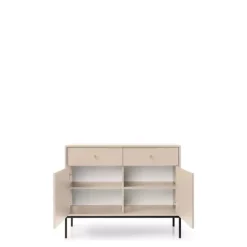 Komody|Szafy Dwudrzwiowe>PIASKI owa komoda na nóżkach MONTI beż