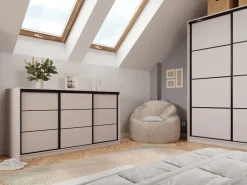 Komody></noscript>BROMARKT Beżowa komoda przesuwna z szufladami 180 cm LOFT beż piaskowy