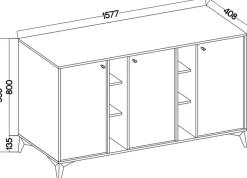 Komody></noscript>Lempert Beżowa komoda trzydrzwiowa do salonu 160 cm TOKEN beż piaskowy