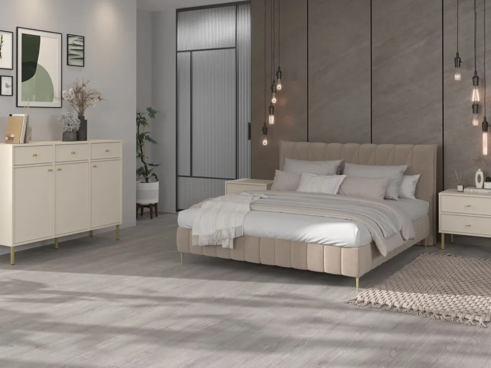 Komody>Lempert Beżowa nowoczesna komoda do salonu z szufladami TOKEN beż piaskowy