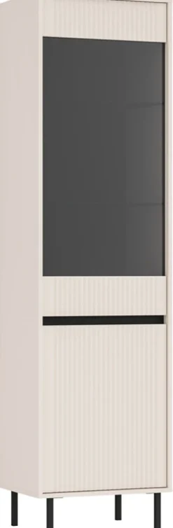 Zestawy Mebli Do Salonu|Witryny>Lempert Beżowa nowoczesna witryna do salonu 56 cm na nóżkach OMEGA beż piaskowy