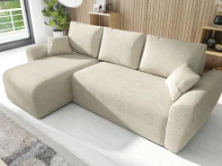 Narożniki></noscript>IZABELLA MEBLE Beżowa rogówka do salonu z funkcją spania i pojemnikiem ROTTERDAM