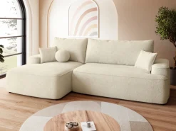 Meble Dla Dzieci|Meble Młodzieżowe>BROMARKT Beżowa rogówka z funkcją spania i pojemnikiem na pościel CARMELLO boucle