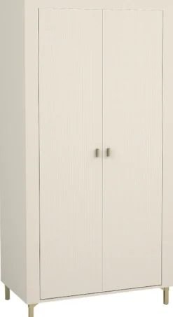 Meble Młodzieżowe|Zestawy Mebli Do Sypialni>DOLMAR Beżowa szafa dwudrzwiowa z półkami i drążkiem 97 cm MISTY kaszmir