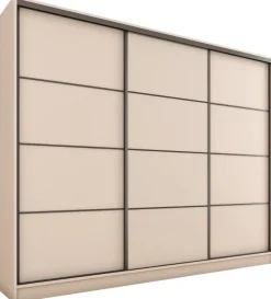 Zestawy Mebli Do Przedpokoju|Szafy Trzydrzwiowe>BROMARKT Beżowa szafa przesuwna 250 cm do sypialni LOFT MAX beż piaskowy