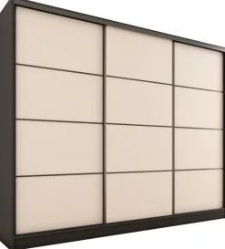 Zestawy Mebli Do Przedpokoju|Szafy Trzydrzwiowe>BROMARKT Beżowa szafa przesuwna 250 cm do sypialni LOFT MAX